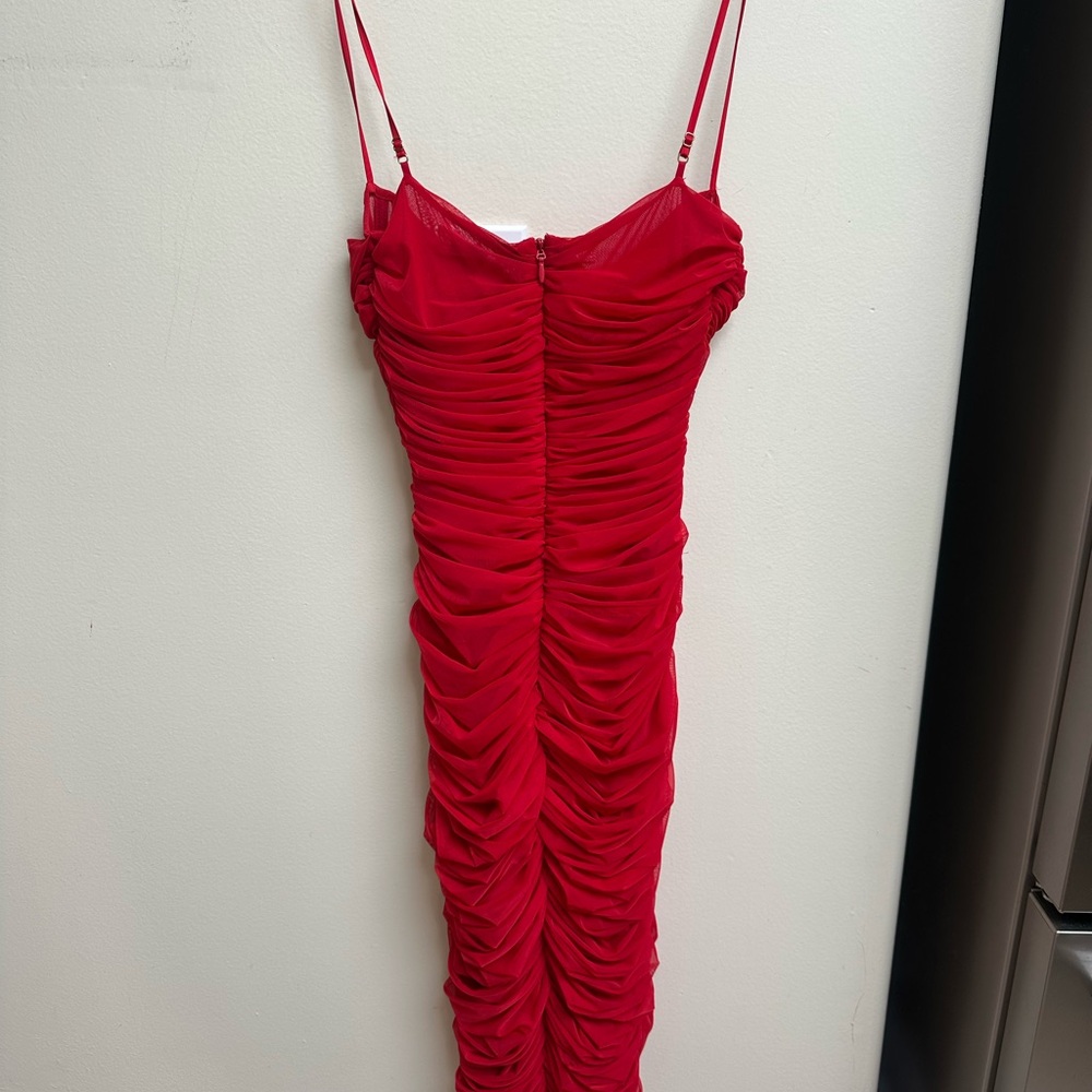 House Of CB Red Ruched Dress - Picture 6 of 11